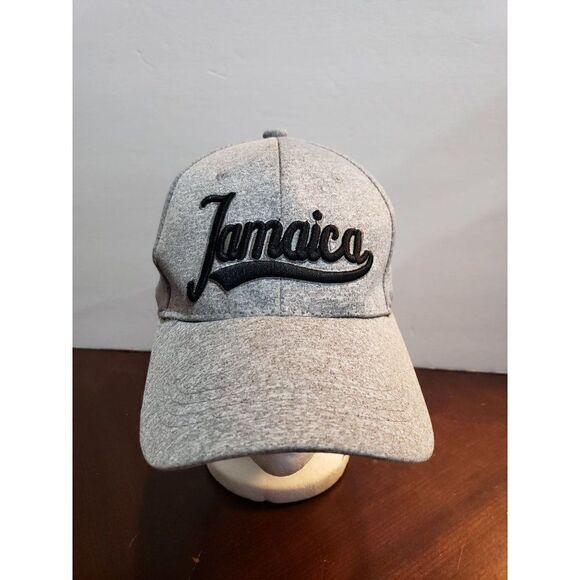 Men's Jamaica Cap Embroidered 3D Soft Grey Black Adjustable Baseball Cap - Picture 2 of 6